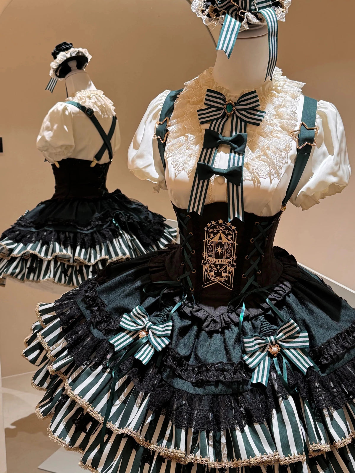 Star Track Academy Stripe Corset Gothic Lolita SK Dress Set - LolitaEra
