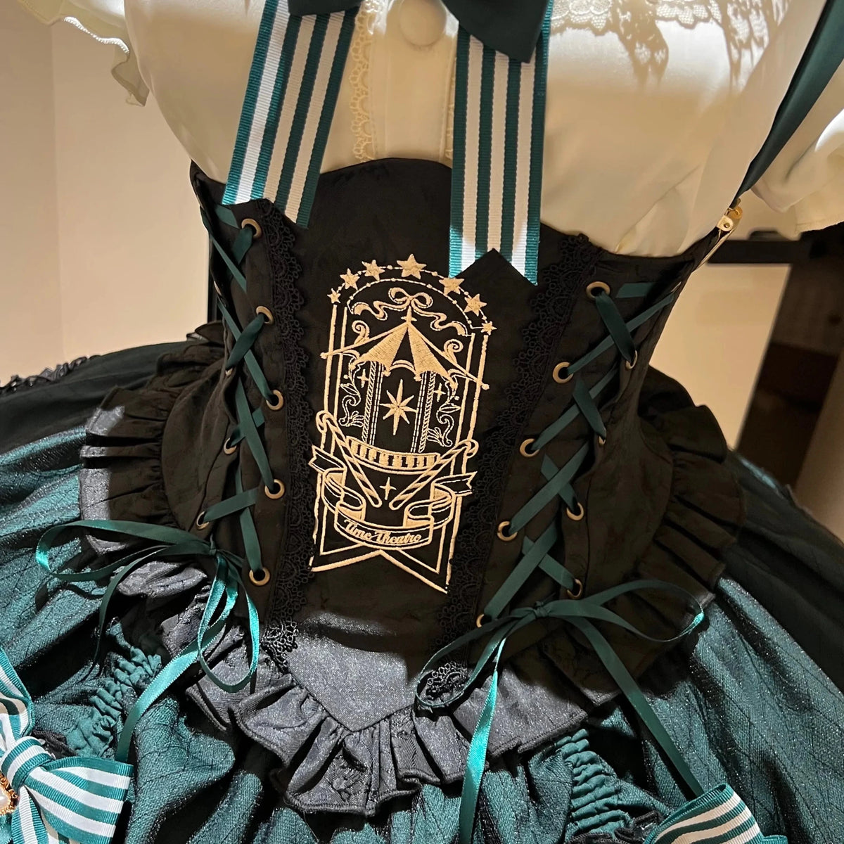 Star Track Academy Stripe Corset Gothic Lolita SK Dress Set - LolitaEra