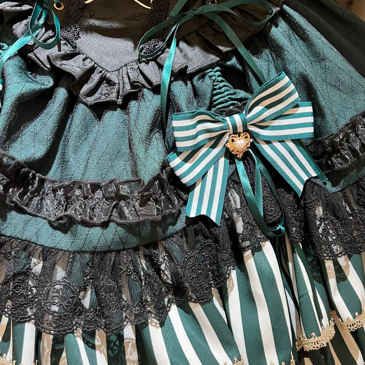 Star Track Academy Stripe Corset Gothic Lolita SK Dress Set - LolitaEra