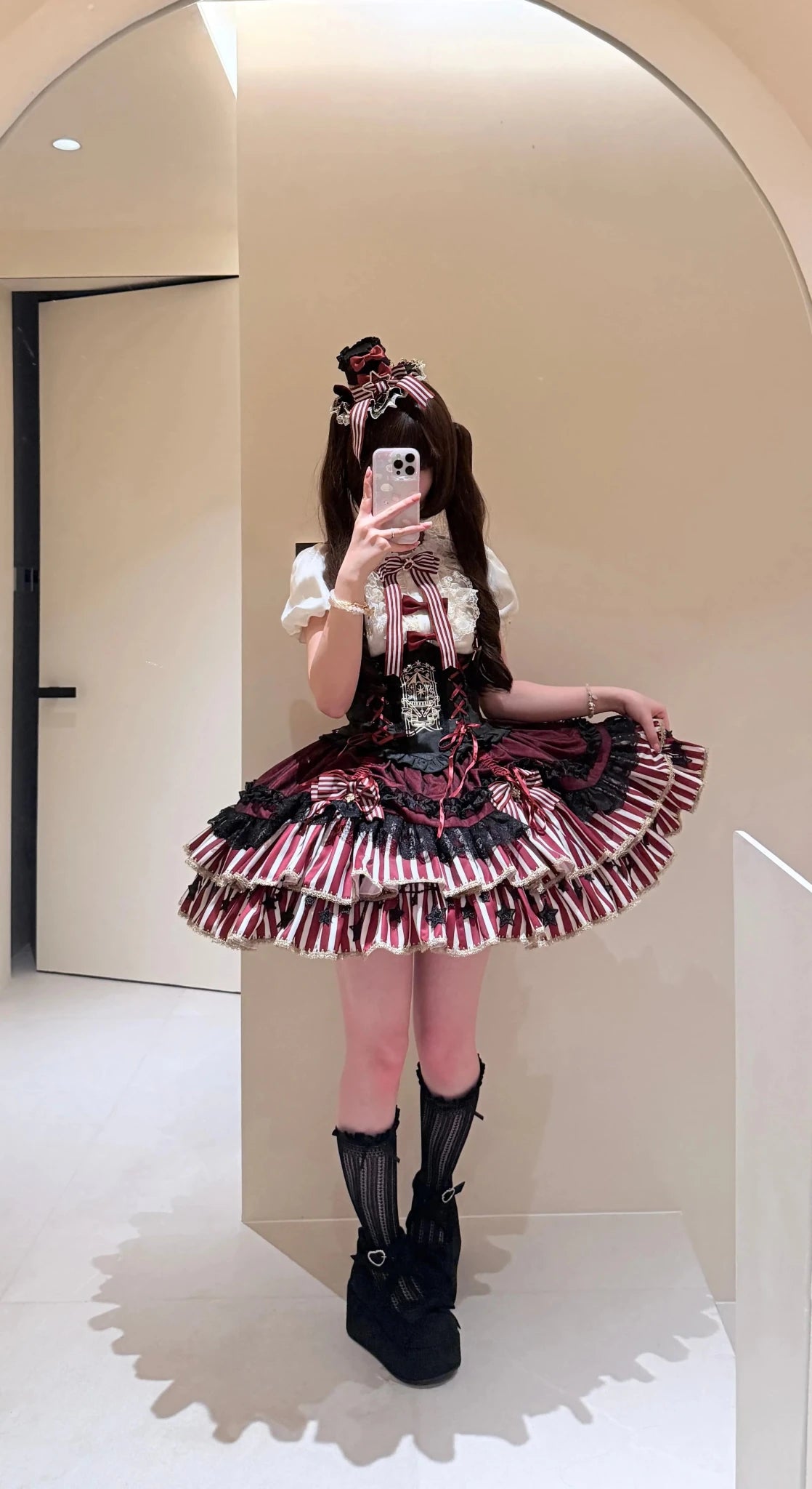 Star Track Academy Stripe Corset Gothic Lolita SK Dress Set - LolitaEra