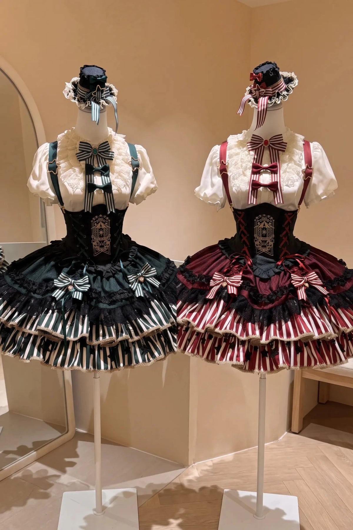 Star Track Academy Stripe Corset Gothic Lolita SK Dress Set - LolitaEra