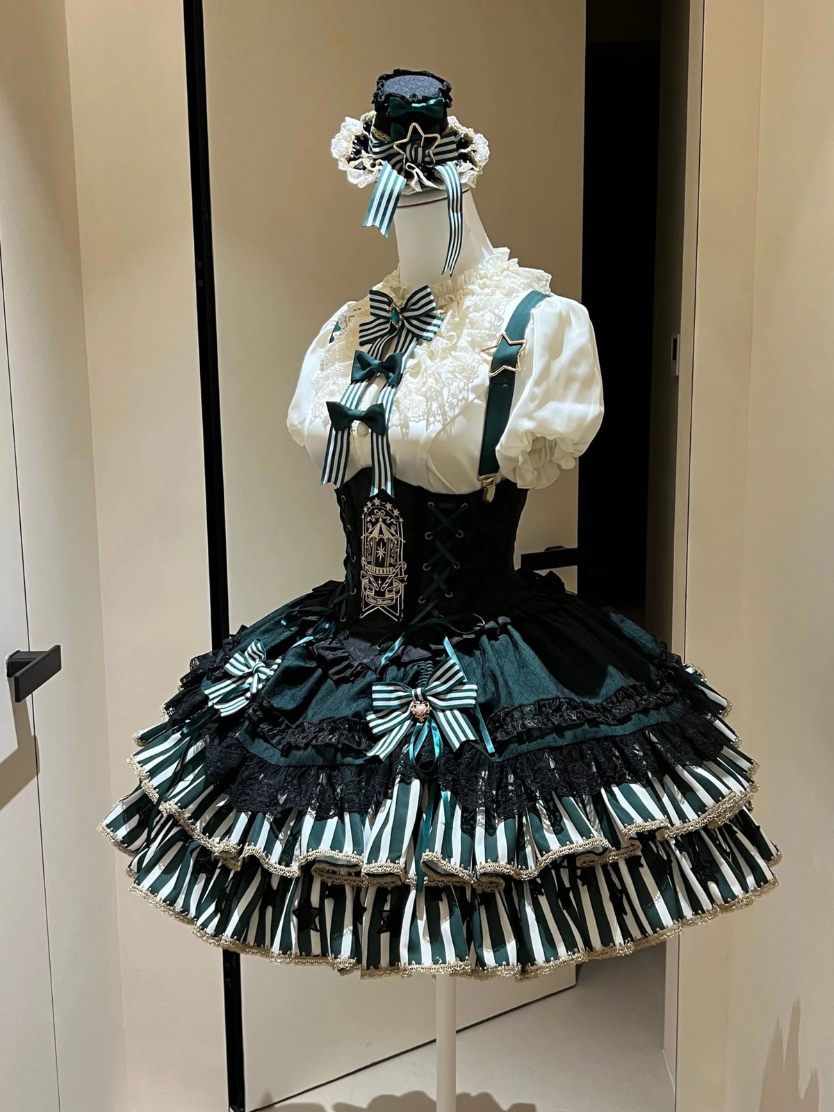 Star Track Academy Stripe Corset Gothic Lolita SK Dress Set - LolitaEra