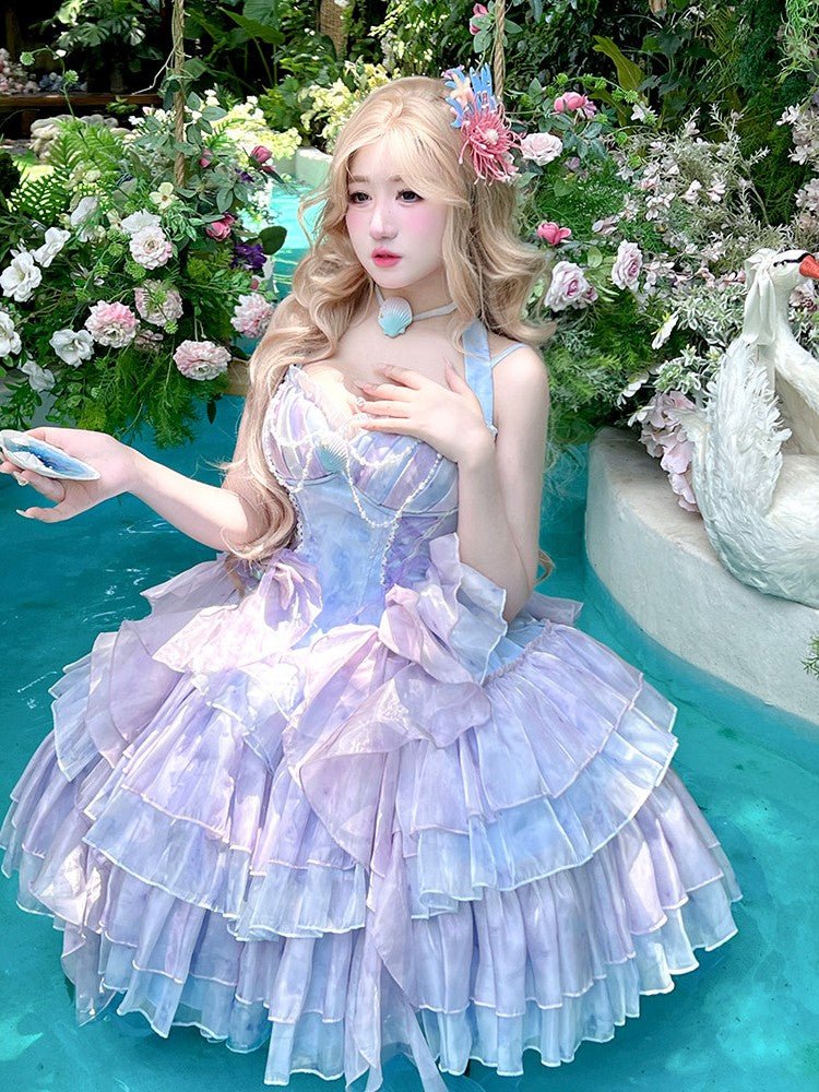 Starlit Mermaid Princess Blue - Purple Dress - LolitaEraDress+ChokerSStarlit Mermaid Princess Blue - Purple Dress
