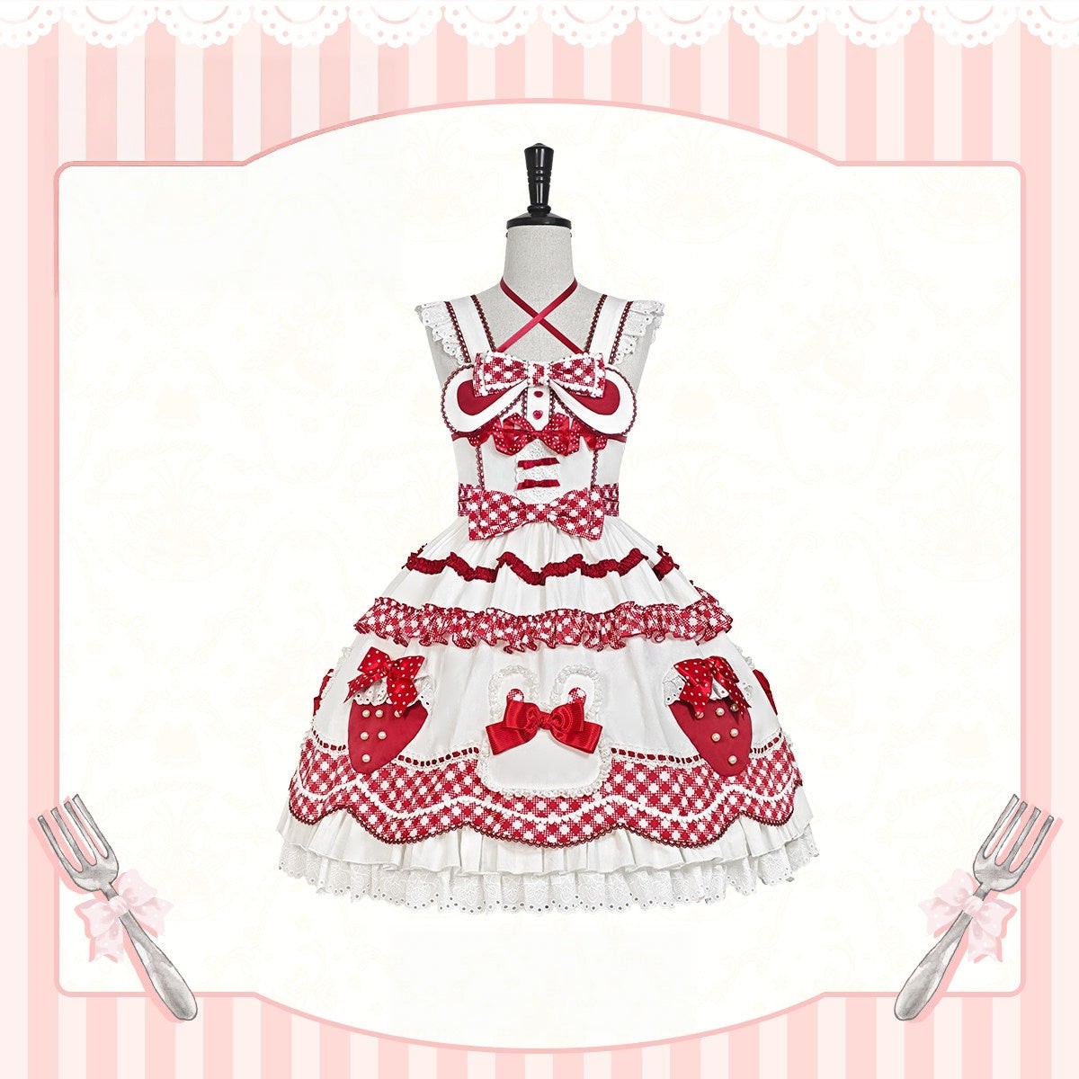 Starry‑Fallen Strawberry Rabbit Original Lolita Cute JSK Dress - LolitaEra