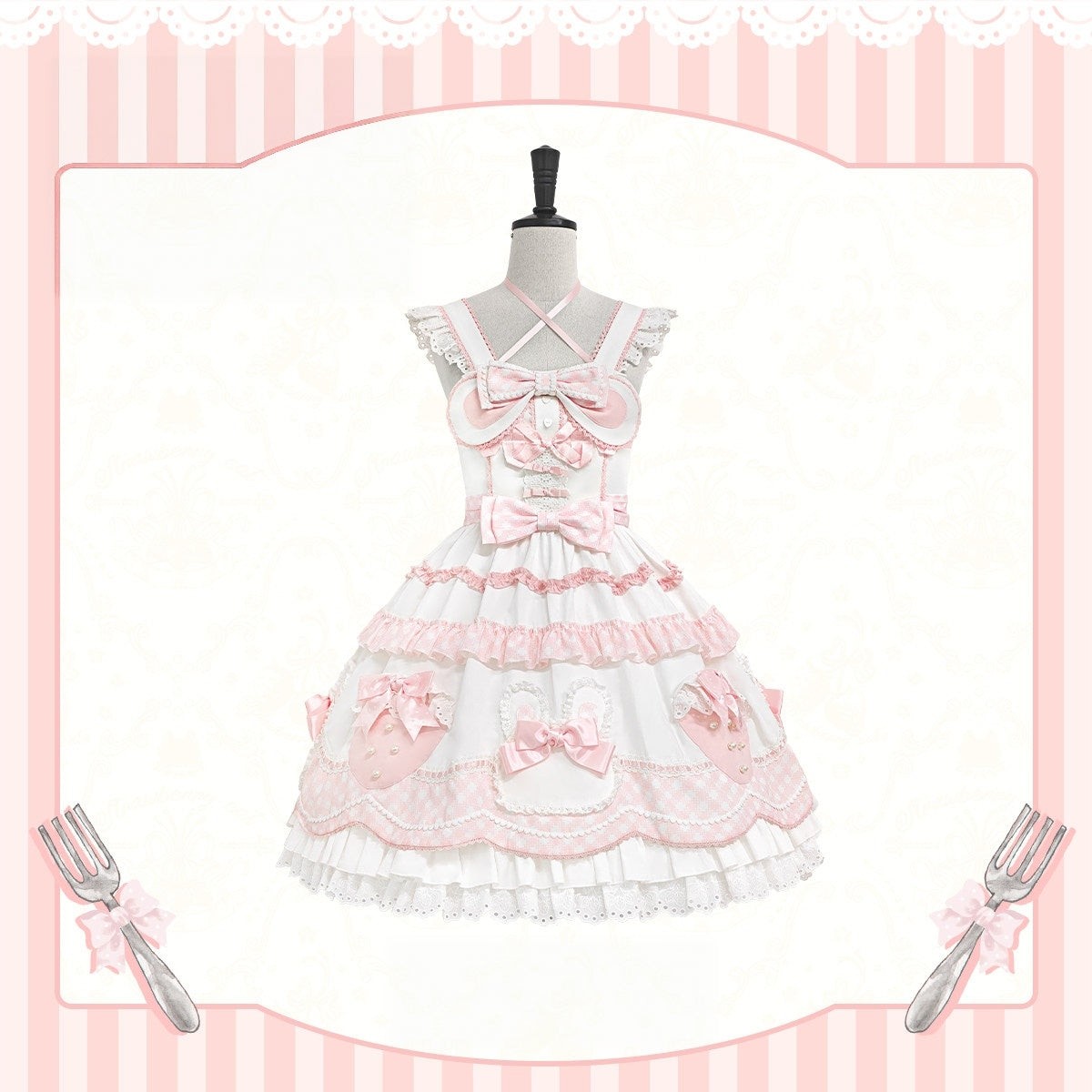 Starry‑Fallen Strawberry Rabbit Original Lolita Cute JSK Dress - LolitaEra