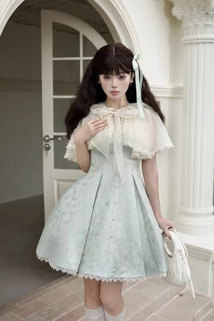 Stellar Weave Dream Lolita Halter JSK Dress - LolitaEraGreen Long JSKXSStellar Weave Dream Lolita Halter JSK Dress