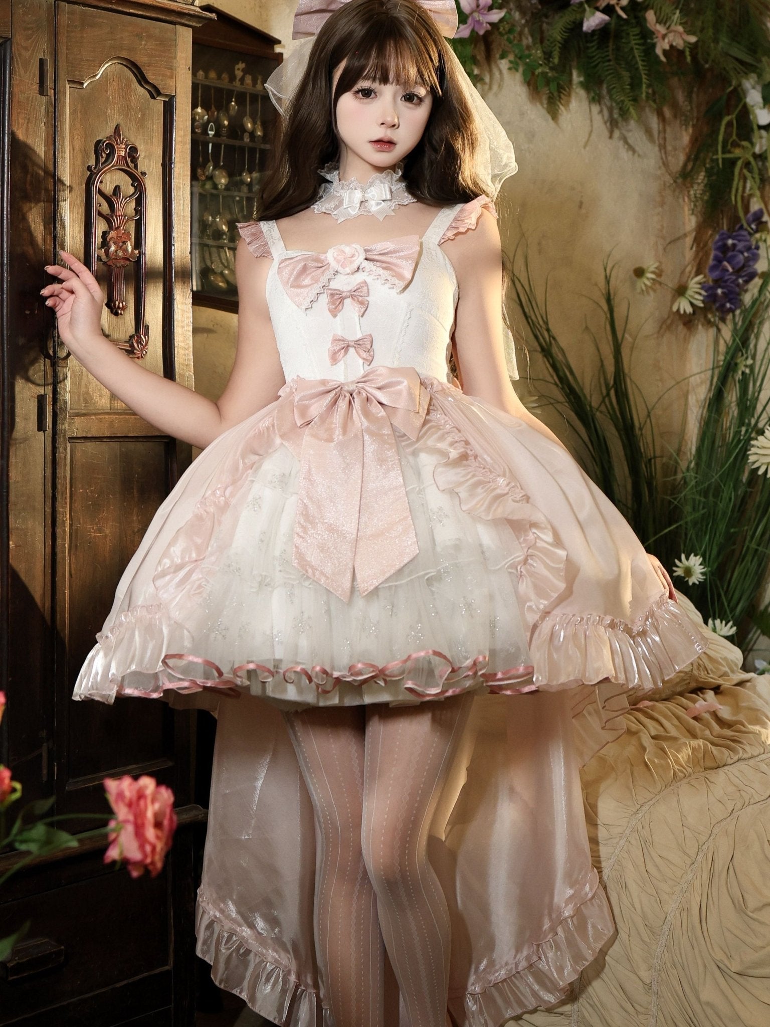Stellar Weave Dream Lolita Halter JSK Dress - LolitaEraPink JSKSStellar Weave Dream Lolita Halter JSK Dress