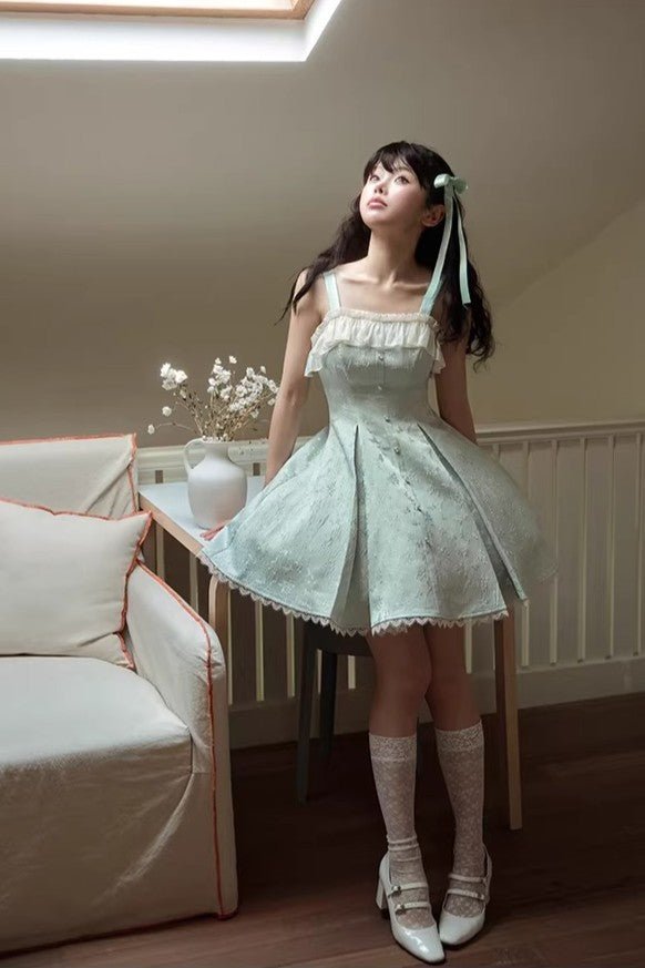 Stellar Weave Dream Lolita Halter JSK Dress - LolitaEraGreen Long JSKXSStellar Weave Dream Lolita Halter JSK Dress