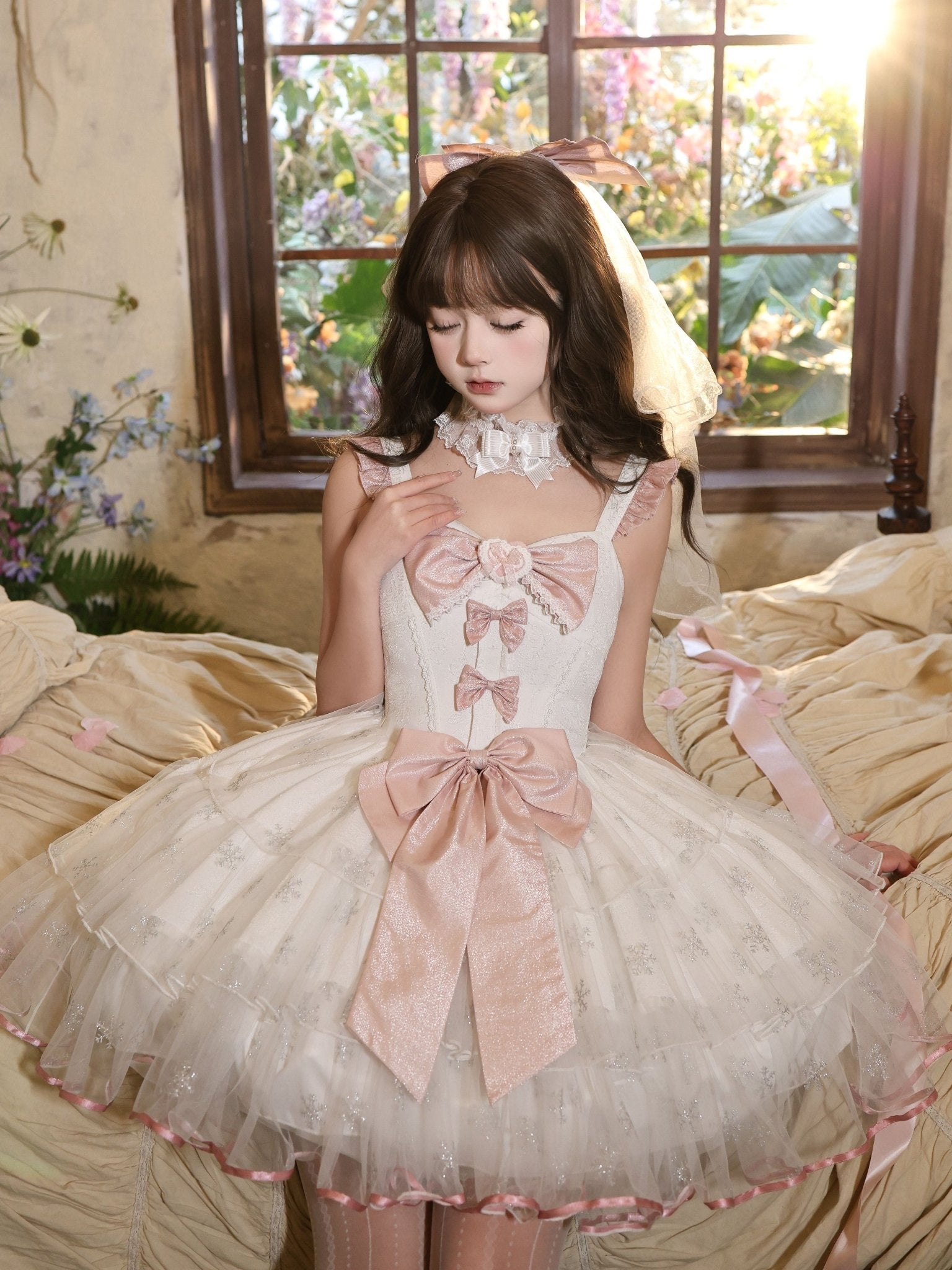 Stellar Weave Dream Lolita Halter JSK Dress - LolitaEraPink JSKSStellar Weave Dream Lolita Halter JSK Dress