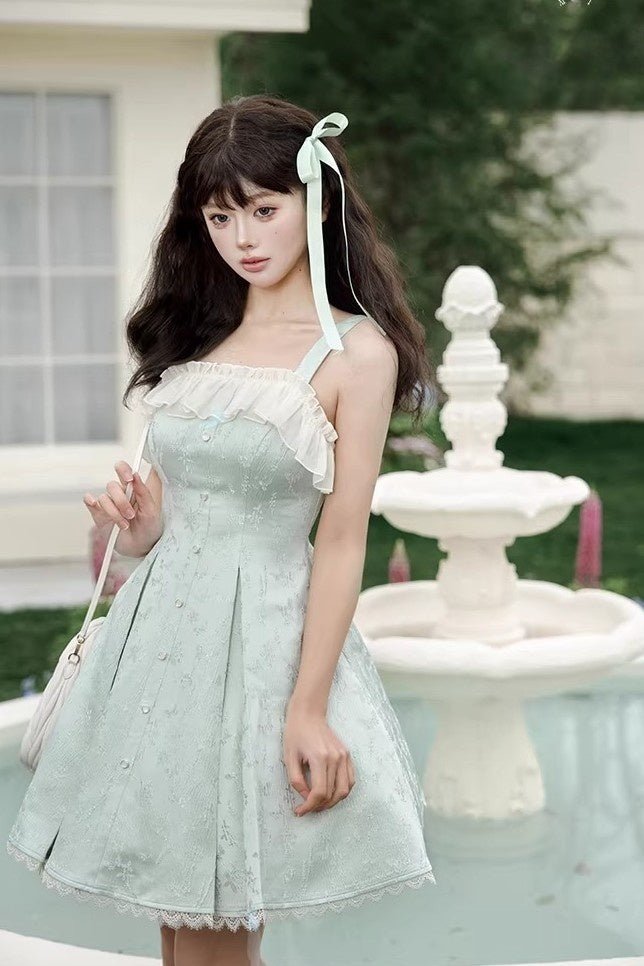 Stellar Weave Dream Lolita Halter JSK Dress - LolitaEraGreen Long JSKXSStellar Weave Dream Lolita Halter JSK Dress