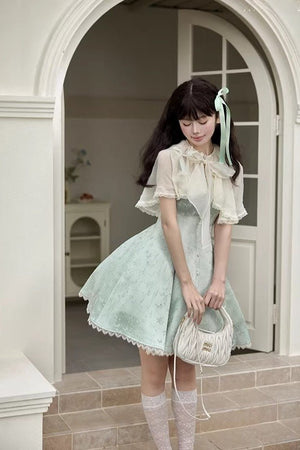 Stellar Weave Dream Lolita Halter JSK Dress - LolitaEraGreen Long JSKXSStellar Weave Dream Lolita Halter JSK Dress