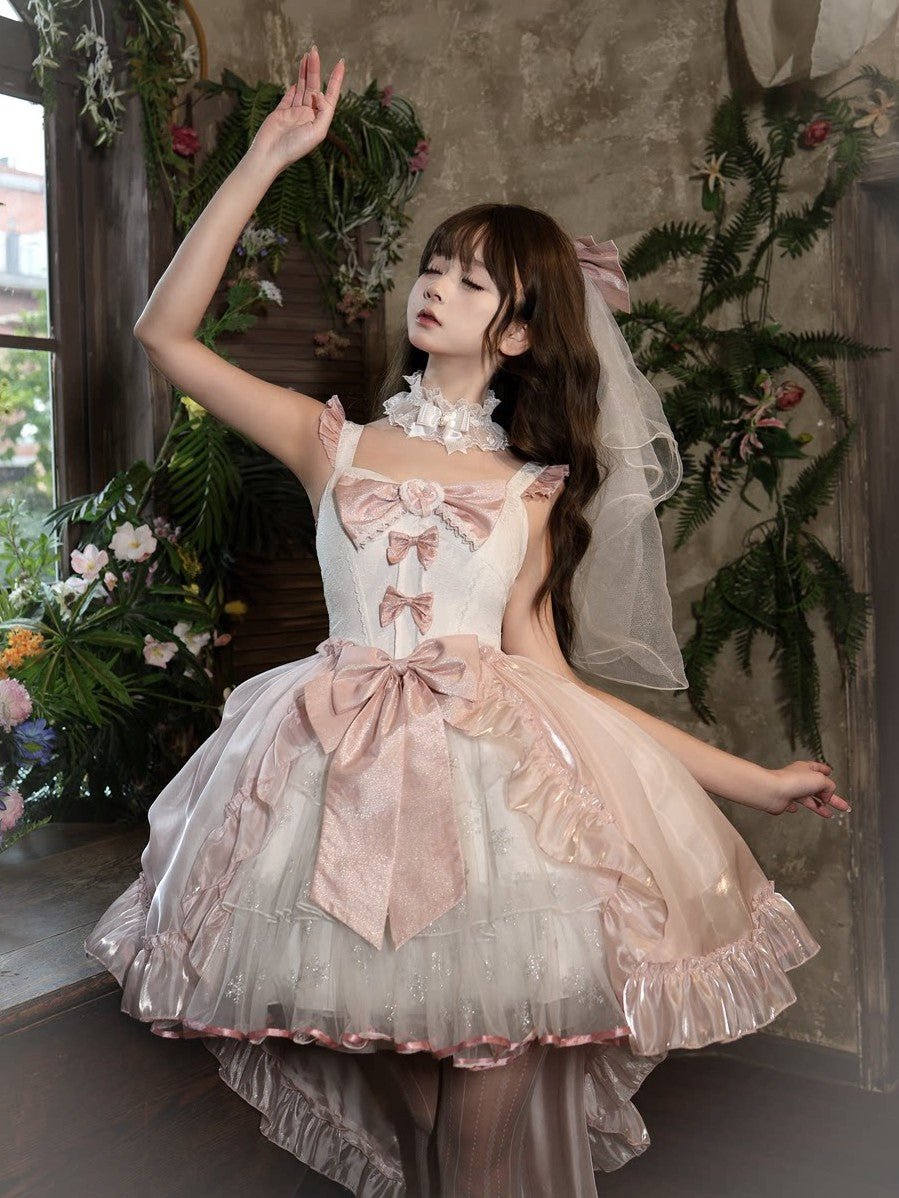 Stellar Weave Dream Lolita Halter JSK Dress - LolitaEraPink JSKSStellar Weave Dream Lolita Halter JSK Dress