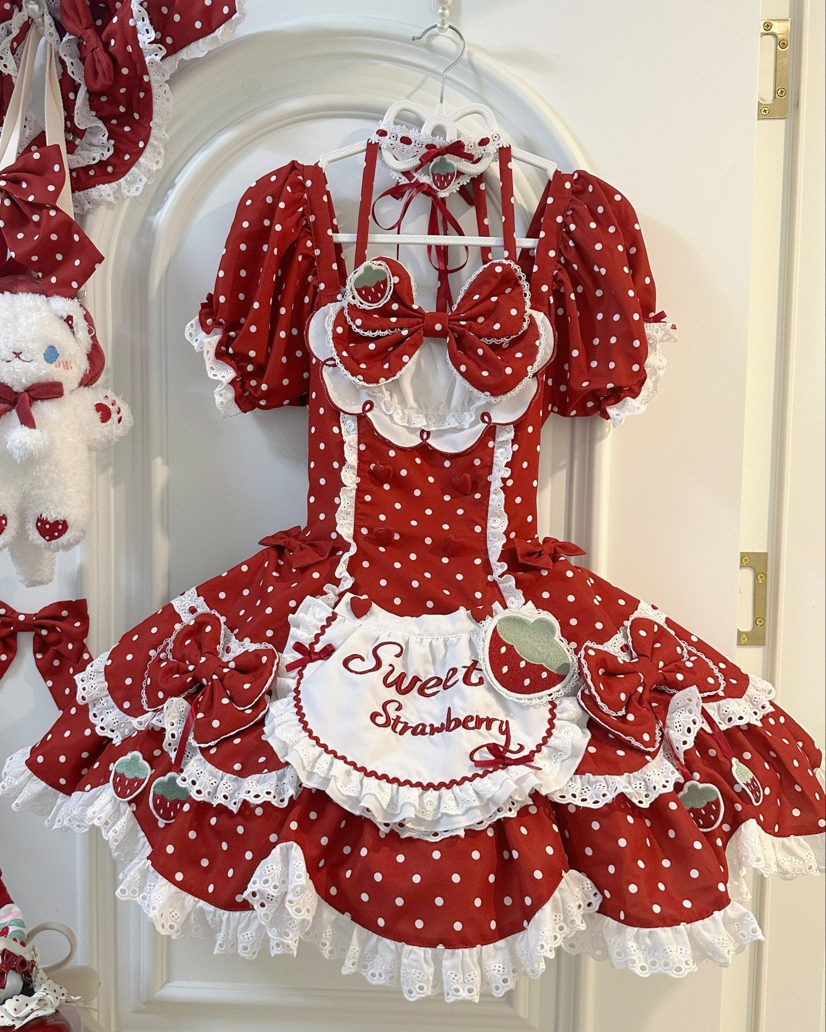 Strawberry Dot Kawaii Lolita Dress - LolitaEraRed DressXSStrawberry Dot Kawaii Lolita Dress