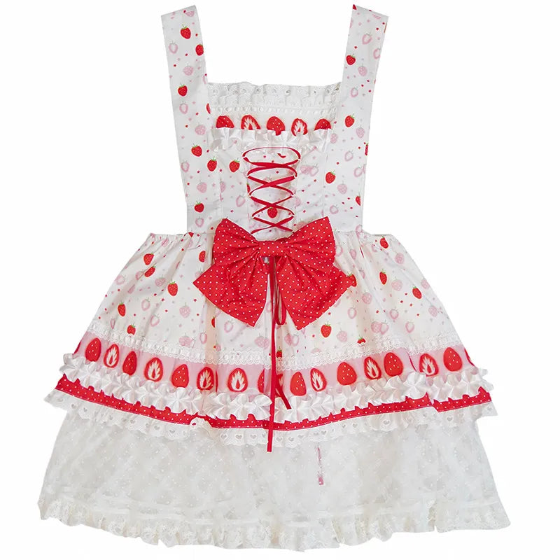 Daytoday daily research institute strawberry flavor polka dot floral print stitching bow small wings tank top