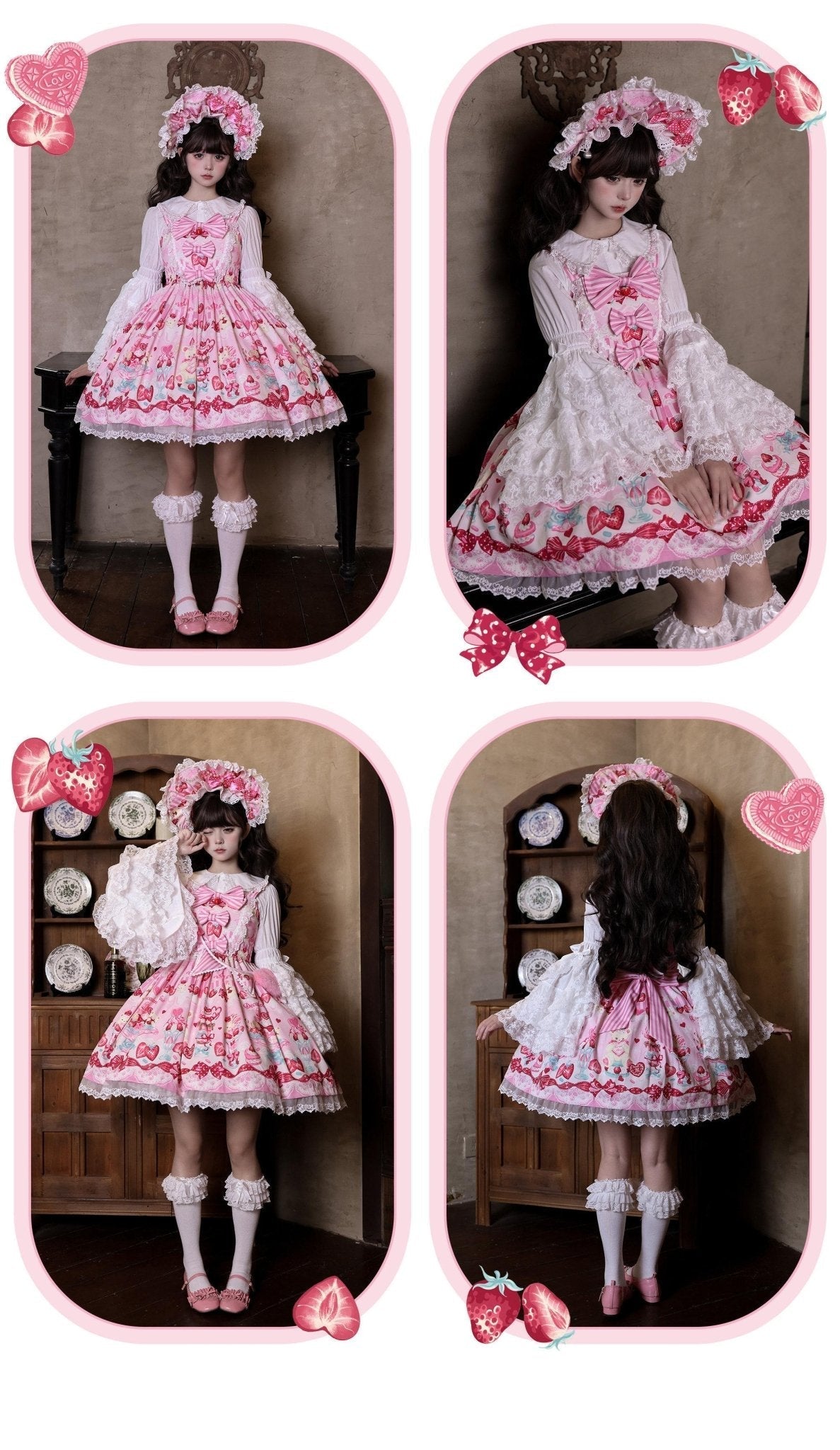 Strawberry Parfait Sweet Lolita Pink JSK Dress - LolitaEra