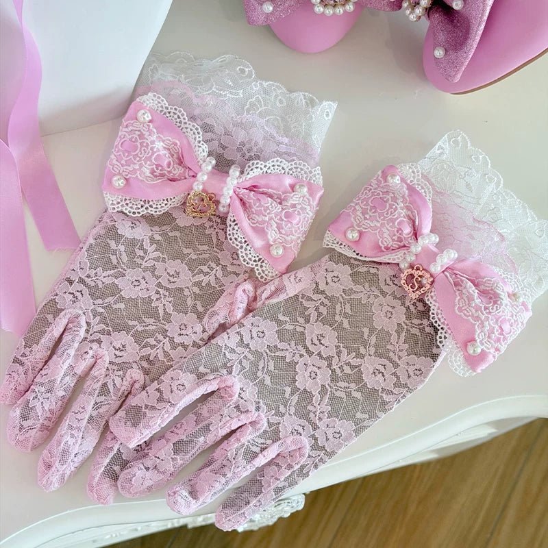 Striped Sweetheart Vintage Pearl Pink Lolita OP Dress Set - LolitaEra
