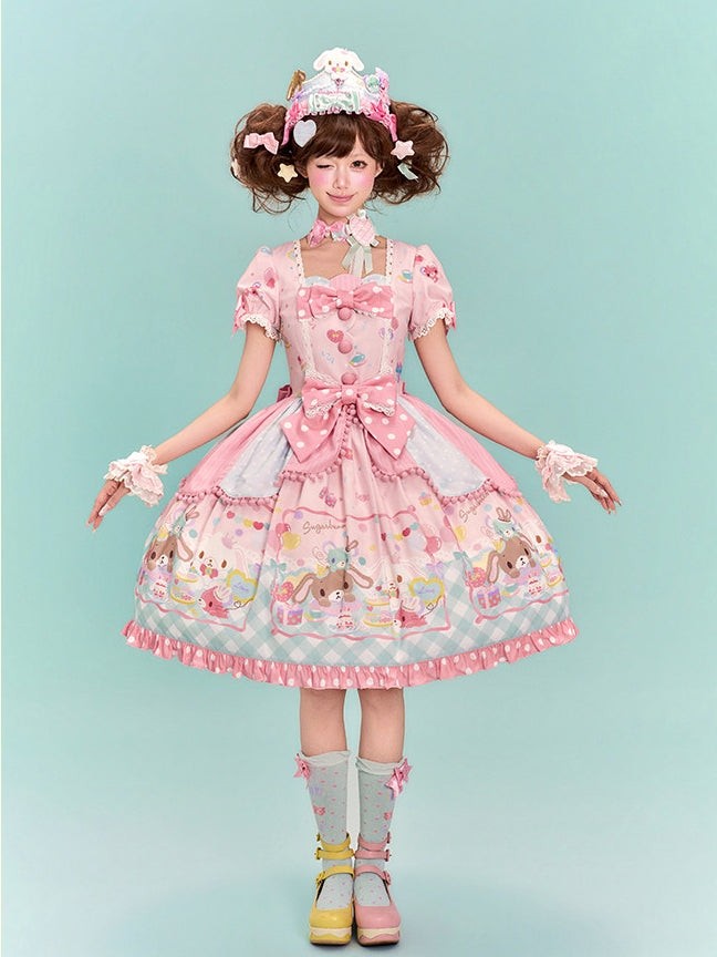 Sugarbunnies Collaboration Lolita Patchwork OP Dress - LolitaEra