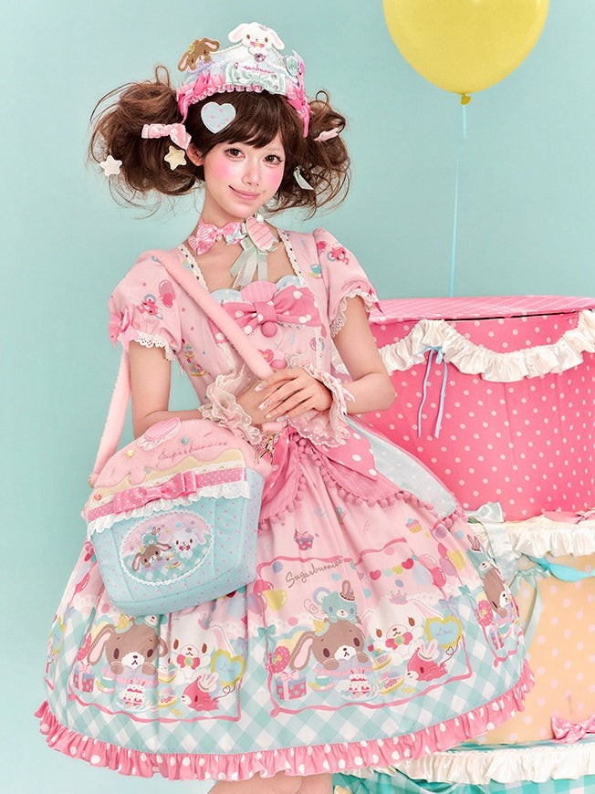 Sugarbunnies Collaboration Lolita Patchwork OP Dress - LolitaEra