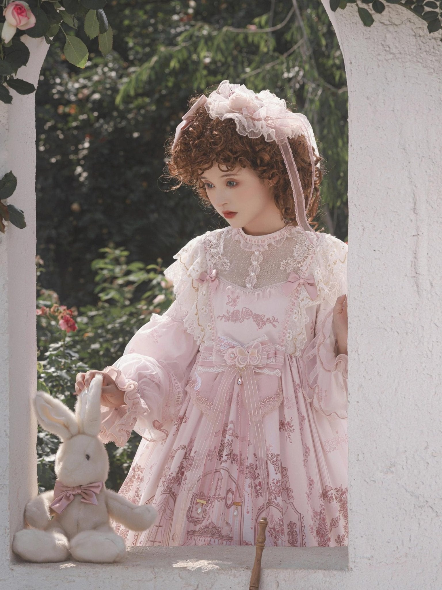 Sunset Land Embroidered Wedding Lolita Full Set 1235 - LolitaEraPink SetSSunset Land Embroidered Wedding Lolita Full Set 1235