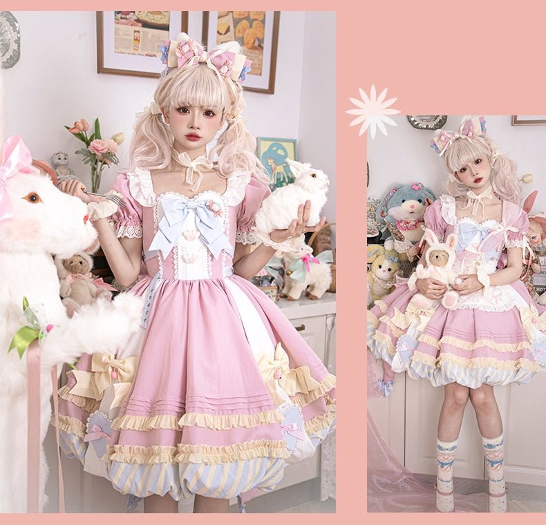 Super Sweet Lolita Girly Pink OP Dress - LolitaEra