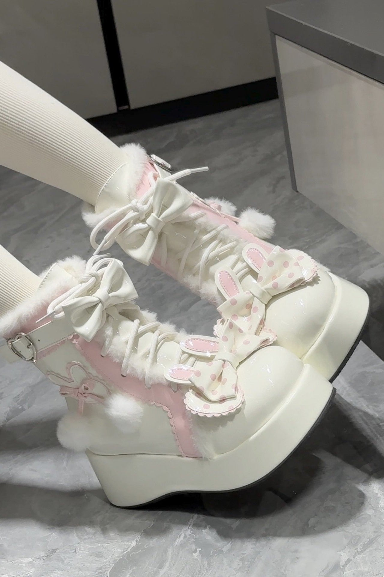 Sweet Cute Lolita Snow Boots 1300 - LolitaEraBlack Set34Sweet Cute Lolita Snow Boots 1300