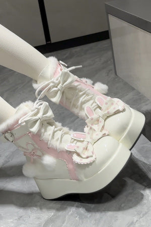 Sweet Cute Lolita Snow Boots 1300 - LolitaEraBlack Set34Sweet Cute Lolita Snow Boots 1300