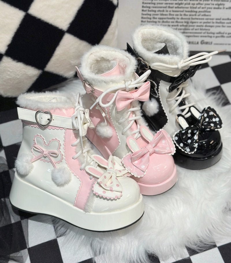 Sweet Cute Lolita Snow Boots 1300 - LolitaEraPink34Sweet Cute Lolita Snow Boots 1300