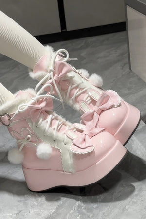 Sweet Cute Lolita Snow Boots 1300 - LolitaEraPink34Sweet Cute Lolita Snow Boots 1300