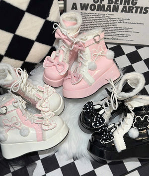 Sweet Cute Lolita Snow Boots 1300 - LolitaEraPink34Sweet Cute Lolita Snow Boots 1300