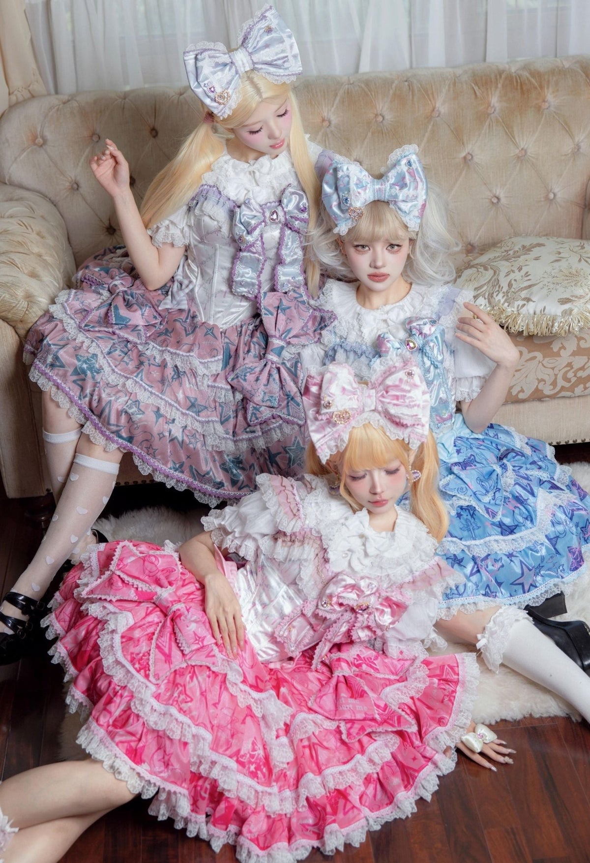 Sweet Fish Bone Print Ruffle Lolita JSK Dress - LolitaEra