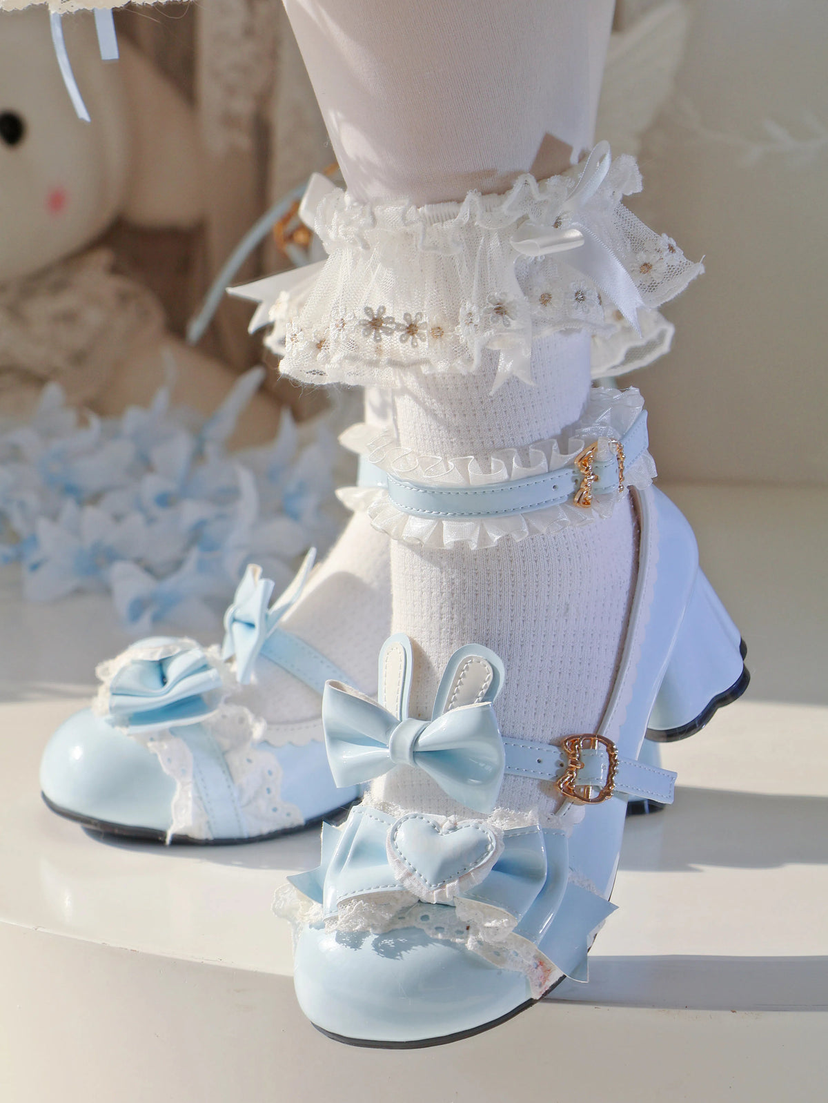 [Sweet Rabbit Heart Knot] Candy Kitten Original Lolita Sweet Girl Bow Versatile Cat Paw Shoes Irregular Heel Women's Shoes