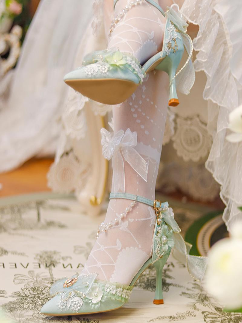 Sweet Lolita Butterfly Dream Heels - LolitaEraBlue 7cm34Sweet Lolita Butterfly Dream Heels