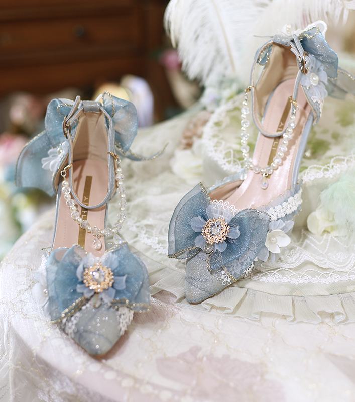 Sweet Lolita Butterfly Dream Heels - LolitaEraBlue 7cm34Sweet Lolita Butterfly Dream Heels