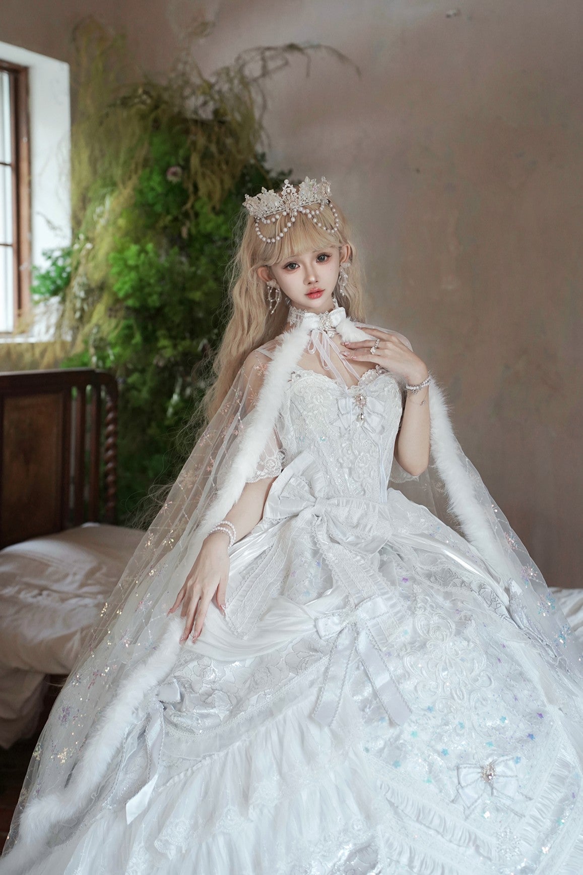 Sweet Lolita Princess White Gown - LolitaEraFive - Piece White SetSSweet Lolita Princess White Gown