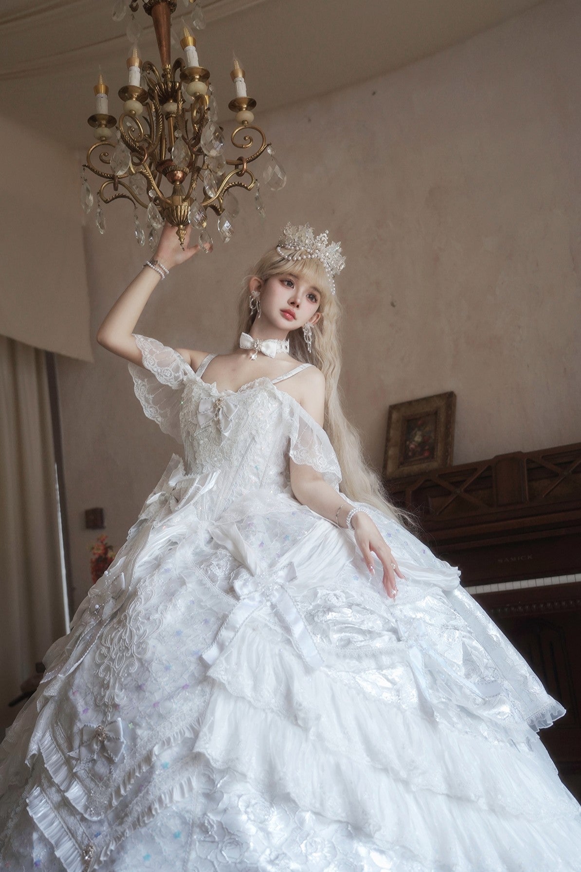 Sweet Lolita Princess White Gown - LolitaEraFive - Piece White SetSSweet Lolita Princess White Gown