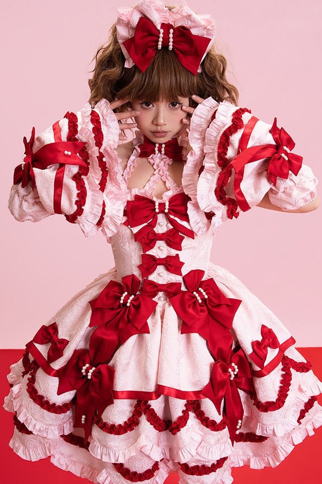 Sweet Petal Lolita Sweetheart Halter Red & Pink Dress - LolitaEraRed & Pink DressXSSweet Petal Lolita Sweetheart Halter Red & Pink Dress