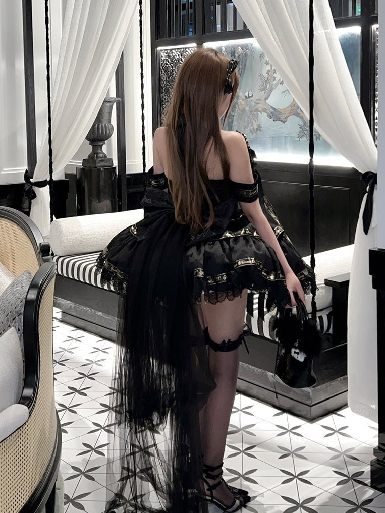 Sweet Pink Luxurious Satin Princess Black Dress - LolitaEraBlack DressSSweet Pink Luxurious Satin Princess Black Dress
