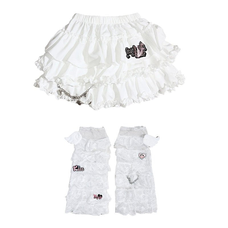 Sweet Puff A - Line Mini Skirt - LolitaEraWhite SkirtSSweet Puff A - Line Mini Skirt