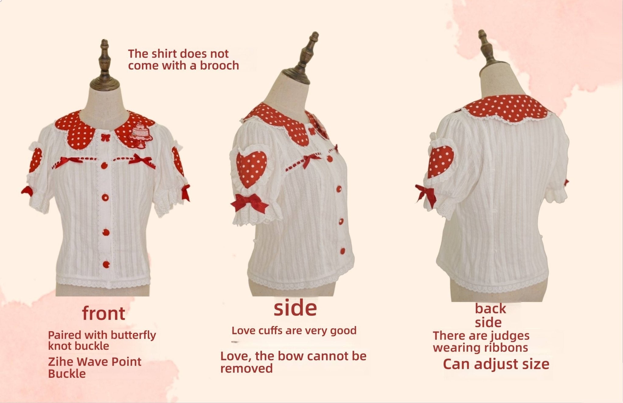 SweetLolita Strawberry Stripe Ribbon Dress 1224 - LolitaEraRed JSK+Hairband+Short - Sleeved InnerSSweetLolita Strawberry Stripe Ribbon Dress 1224