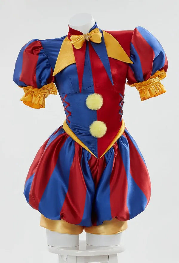 TADC Clown Girl Pomni Cosplay Costume Blue Red Jumpsuit and Hat with Gloves and Socks