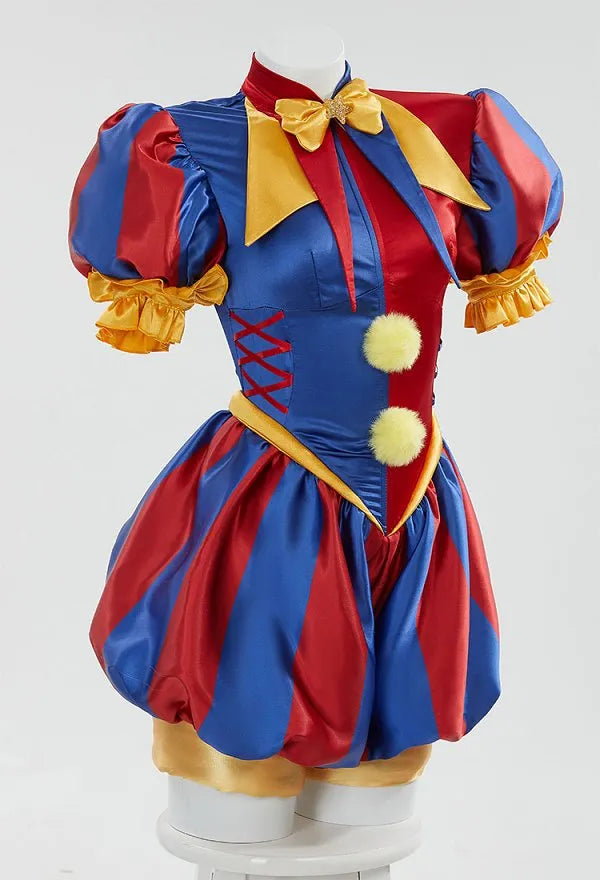 TADC Clown Girl Pomni Cosplay Costume Blue Red Jumpsuit and Hat with Gloves and Socks