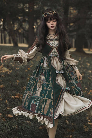 Tarot Card Royal Lolita OP Dress Set 1233 - LolitaEraGreen SetSTarot Card Royal Lolita OP Dress Set 1233