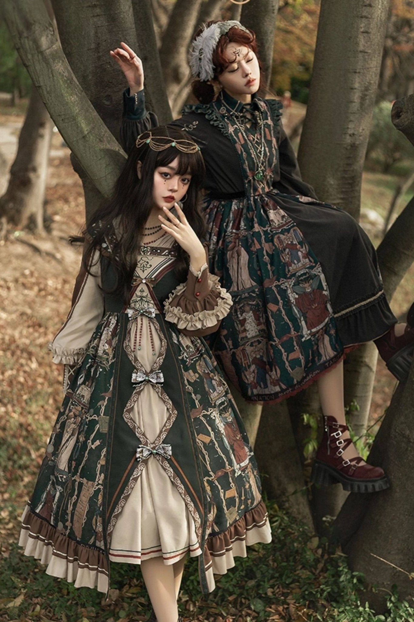 Tarot Card Royal Lolita OP Dress Set 1233 - LolitaEraGreen SetSTarot Card Royal Lolita OP Dress Set 1233