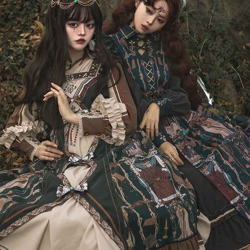 Tarot Card Royal Lolita OP Dress Set 1233 - LolitaEraGreen SetSTarot Card Royal Lolita OP Dress Set 1233