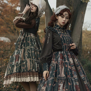 Tarot Card Royal Lolita OP Dress Set 1233 - LolitaEraGreen SetSTarot Card Royal Lolita OP Dress Set 1233