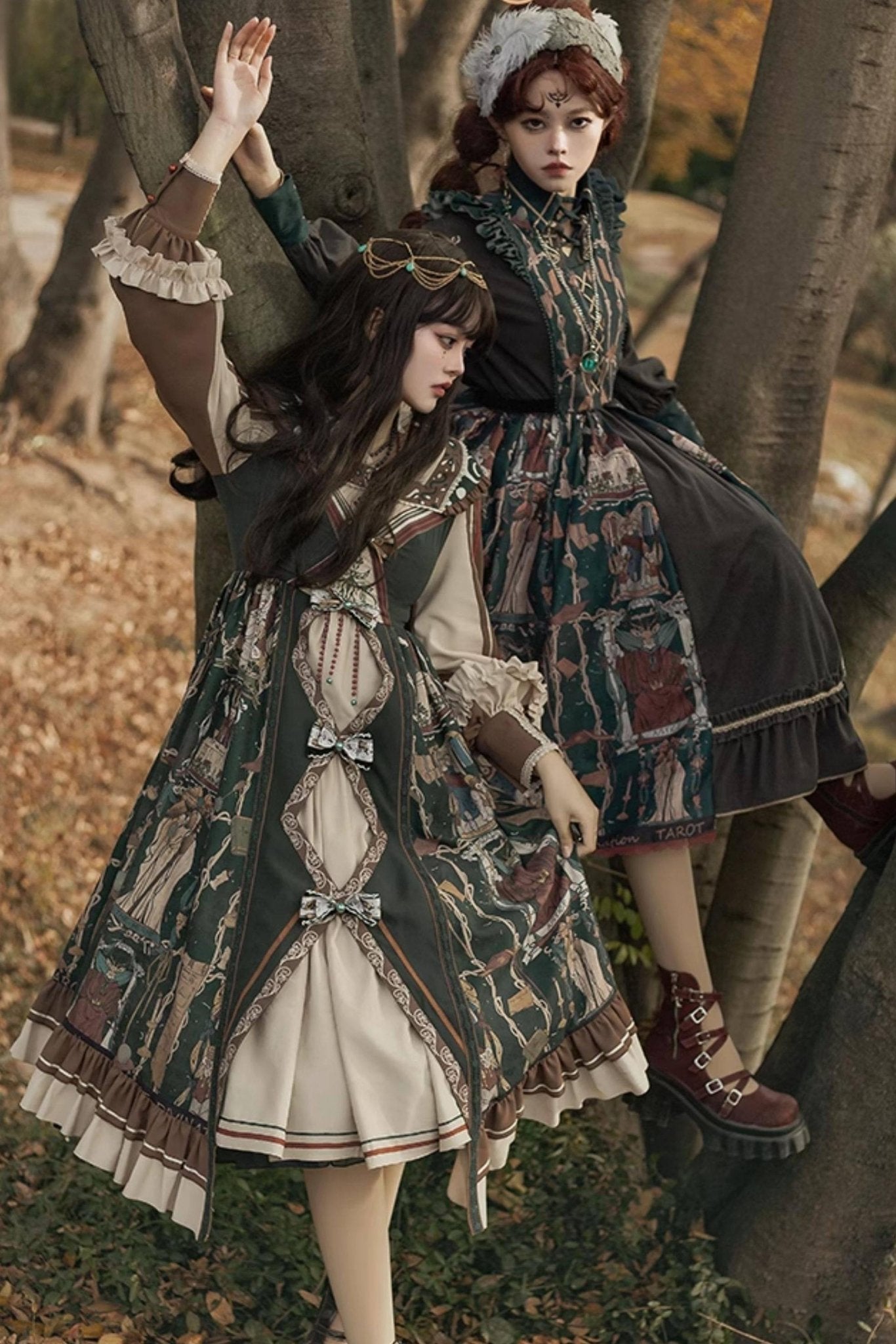Tarot Card Royal Lolita OP Dress Set 1233 - LolitaEraGreen SetSTarot Card Royal Lolita OP Dress Set 1233