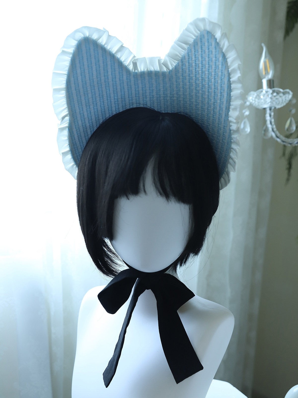 Tea Cup Meow Blue Navy Cat Ear Hat Paw Gloves Apron Sweet Lolita Accessories - LolitaEra