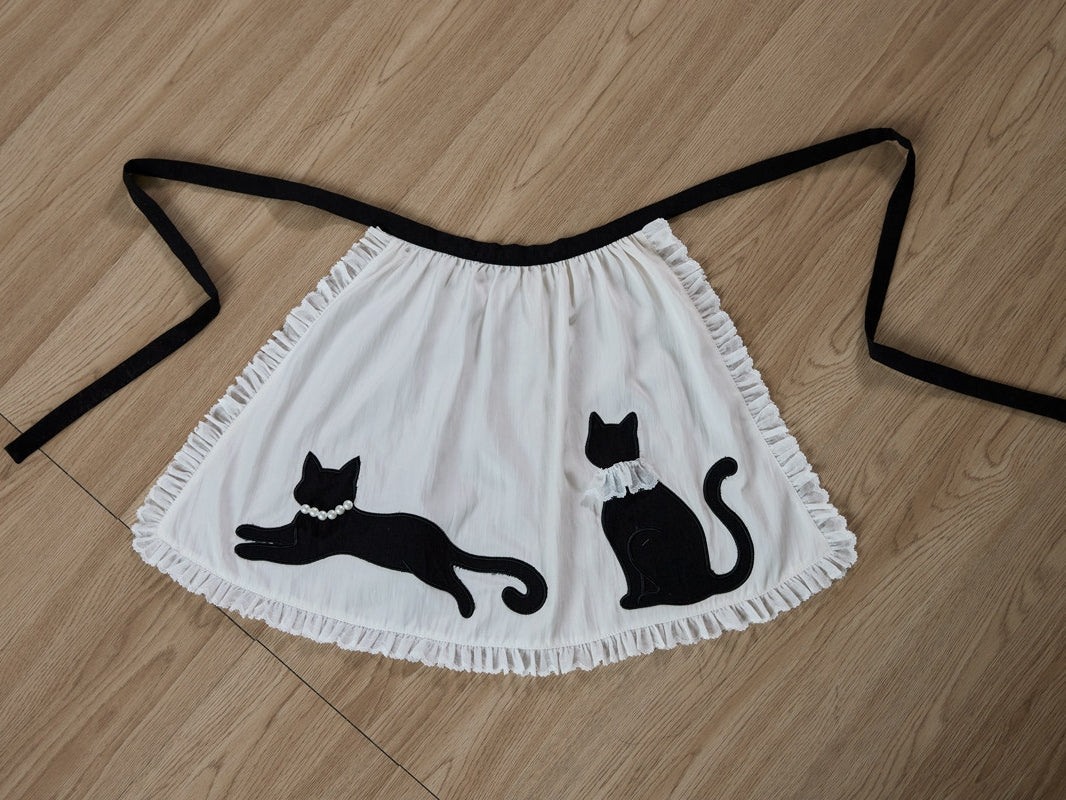 Tea Cup Meow Blue Navy Cat Ear Hat Paw Gloves Apron Sweet Lolita Accessories - LolitaEra