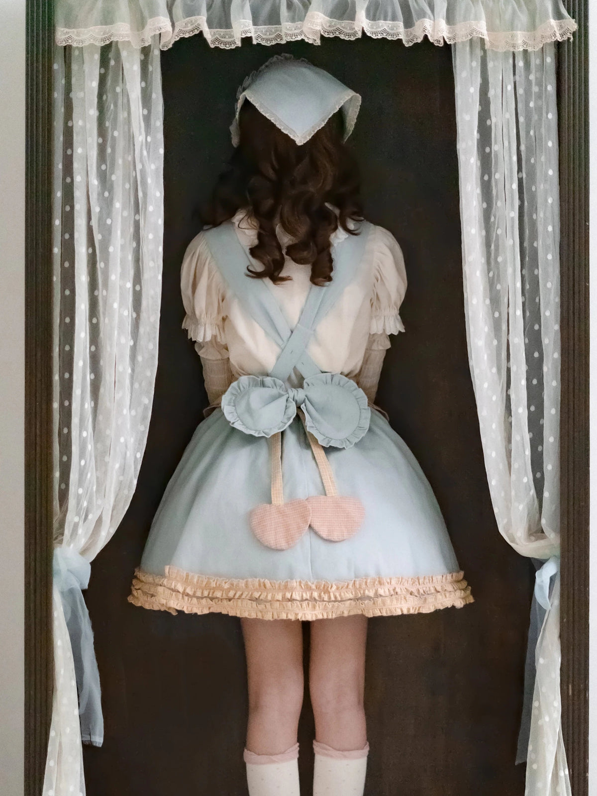 Teddy Bear Bakery Embroidered Cake Applique Sweet Lolita Suspender Skirt Set - LolitaEra