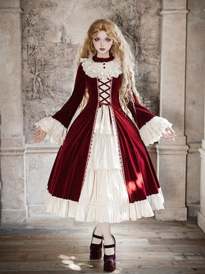 The Nutcracker Classic Long Red/Black OP Dress Set 1320 - LolitaEraRed SetSThe Nutcracker Classic Long Red/Black OP Dress Set 1320